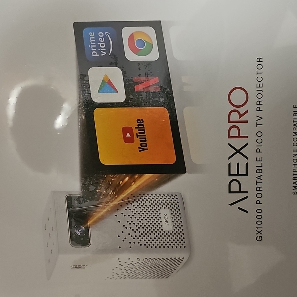 APEX PRO GX1000 Portable Pico TV Image Projector 4k Ultra HD Streaming WiFi NEW
